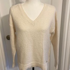 Michael Kors Cream Pull Over V Neck Cotton Blend Sweater. Size Medium.